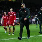 Stephen Glass after Aberdeen's 2-1 loss to Motherwell.  (Photo by Craig Foy / SNS Group)
