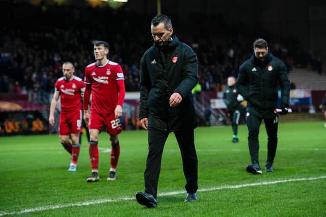 Stephen Glass after Aberdeen's 2-1 loss to Motherwell. (Photo by Craig Foy / SNS Group)