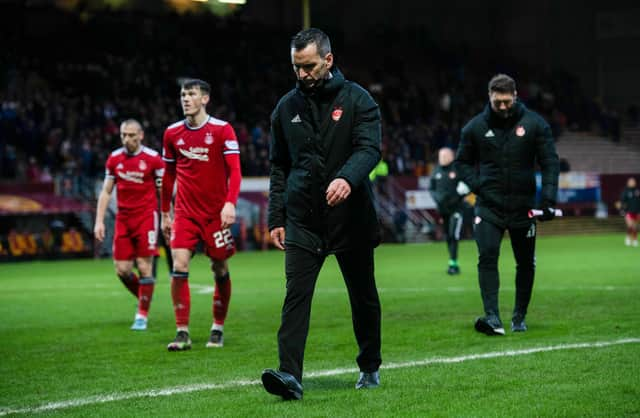 Stephen Glass after Aberdeen's 2-1 loss to Motherwell.  (Photo by Craig Foy / SNS Group)