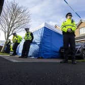 Police officers outside the home of former SNP chief executive Peter Murrell, and his wife Nicola Sturgeon, in Uddingston, after he was 'released without charge pending further investigation' (Picture: Robert Perry/PA)