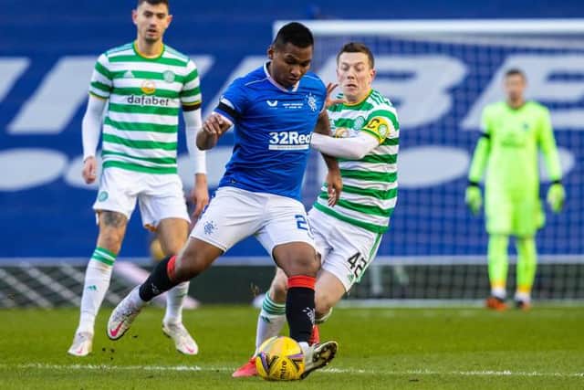 Alfredo Morelos, pictured in action against Celtic's Callum McGregor at Ibrox, is sure to be the subject of fresh speculation during the January transfer window. (Photo by Alan Harvey / SNS Group)