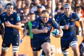 WP Nel on the charge against Munster in his final home match in Edinburgh colours before he retires . (Photo by Ross Parker / SNS Group)