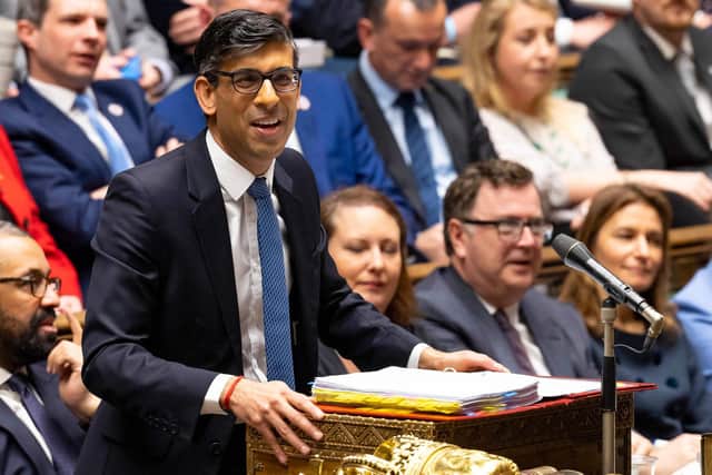 Prime Minister Rishi Sunak standing at the despatch box. Picture: Roger Harris/UK Parliament/AFP via Getty Images