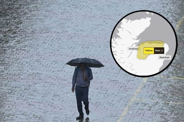 The Met Office has issused a yellow weather warning for heavy rain across the Highlands on Monday morning.