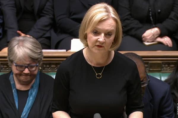 Prime Minister Liz Truss leads tributes to Queen Elizabeth II in the House of Commons. Picture: PRU/AFP via Getty Images