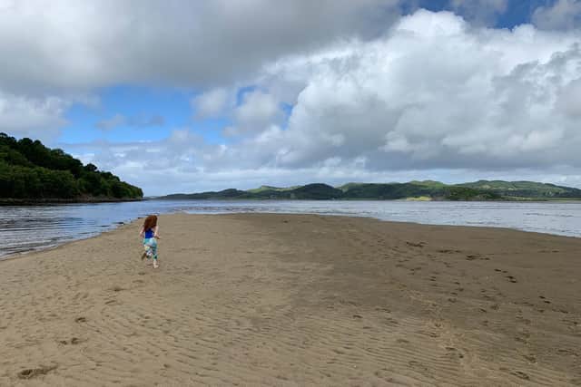 Fun on the beach by Crinan in Argyll