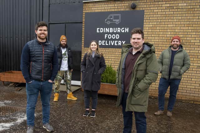 Founders of the Edinburgh Food Company, Douglas Smith and Russell Smith along with staff Louise Proctor, Sam Green and Nick Fulton.