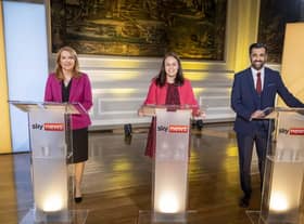 SNP leadership candidates Ash Regan, Kate Forbes and Humza Yousaf seem to agree Nicola Sturgeon's legacy is both golden and trash (Picture: Peter Devlin For Sky News via Getty Images)