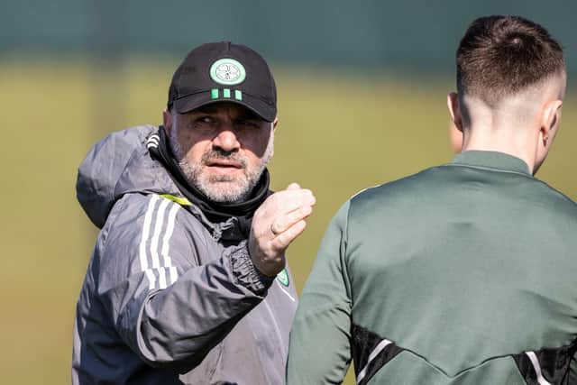 Ange Postecoglou during a Celtic training session at Lennoxtown ahead of the weekend fixture against Motherwell. (Photo by Craig Williamson / SNS Group)