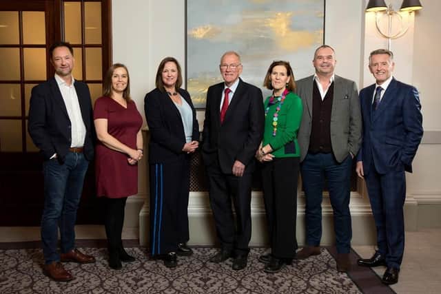Equity Gap (EG) board members are L – R Stuart Paterson, SEP, board adviser; Alex Lusty COO, Equity Gap; Tracey Ginn, MBM, EG non-executive director (NED); Jock Millican EG director; Rachel Jones, Snapdragon, EG NED; Fraser Lusty EG director; Brian Williamson, EG NED