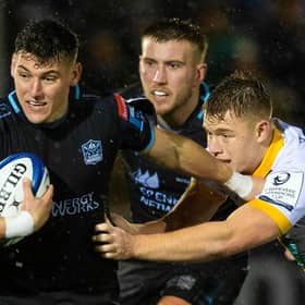 Glasgow's Tom Jordan in action during the defeat to Northampton at Scotstoun. (Photo by Craig Williamson / SNS Group)