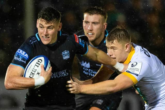 Glasgow's Tom Jordan in action during the defeat to Northampton at Scotstoun. (Photo by Craig Williamson / SNS Group)