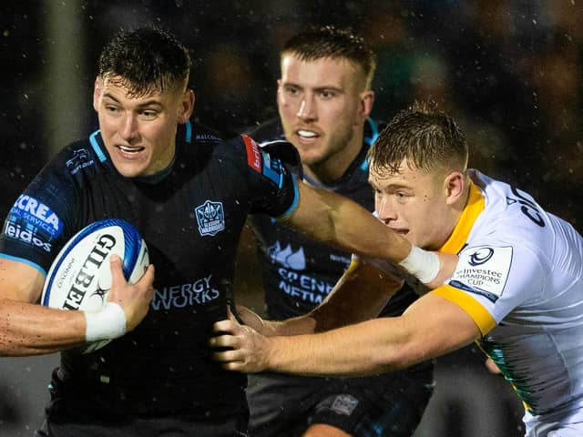 Glasgow's Tom Jordan in action during the defeat to Northampton at Scotstoun. (Photo by Craig Williamson / SNS Group)