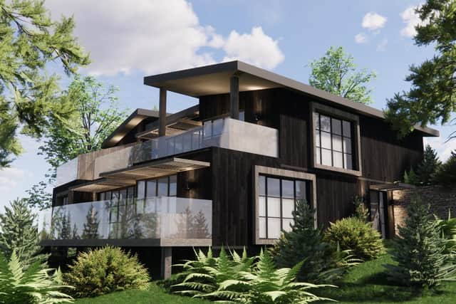 How one of the lodges should look. The one, two and four-bedroom properties promise holidaymakers a 'rare blend of rustic elegance and modern comfort'.