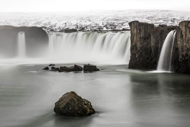 The two mighty horseshoe cataracts of Godafoss, the ‘waterfall of the Gods’.
