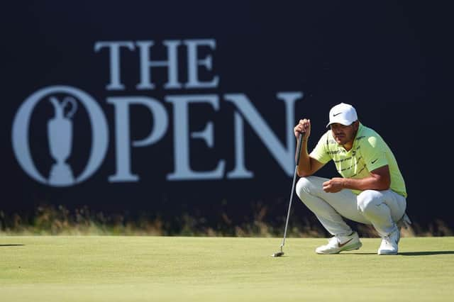 Brooks Koepka lines up a putt in the final round at Royal St George's. Picture: Christopher Lee/Getty Images.