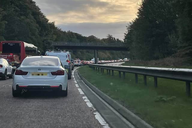 Traffic is backed up all the way along the A90. Picture: Fife Jammer Locations