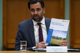 First Minister Humza Yousaf at the launch of a policy paper on citizenship in an independent Scotland. Picture: Andrew Milligan/PA Wire