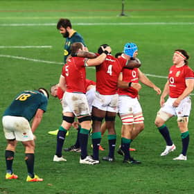 The British & Irish Lions players celebrate their victory over South Africa in the first Test. Picture: David Rogers/Getty Images