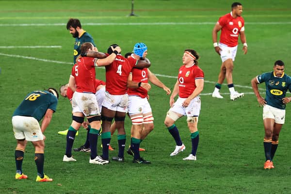 The British & Irish Lions players celebrate their victory over South Africa in the first Test. Picture: David Rogers/Getty Images