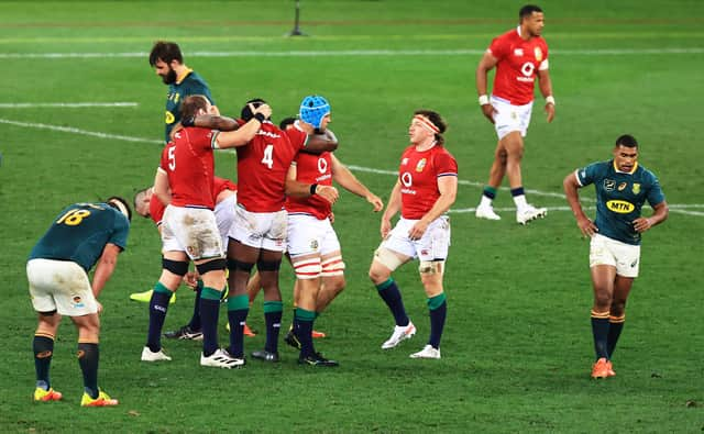 The British & Irish Lions players celebrate their victory over South Africa in the first Test. Picture: David Rogers/Getty Images