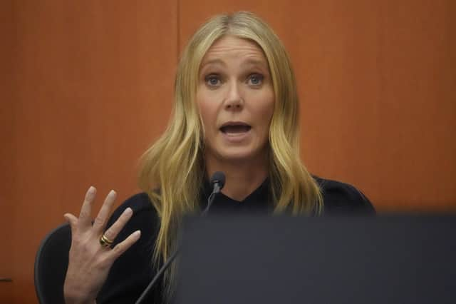 Gwyneth Paltrow testifies during her trial over a ski crash.