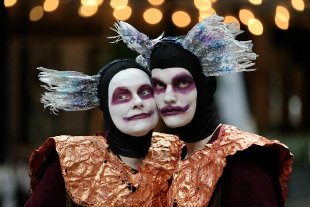 Liz Young and Bryce Lamont from the community theatre group Monkfish appearing at a previous Merchant City Festival. Picture: Robert Perry