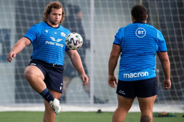 Pierre Schoeman practises his footballing skills during a Scotland training session at Oriam.  (Photo by Paul Devlin / SNS Group)