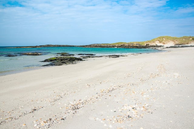 Third place in Scotland went to the silver sands of the Highland beach of Sanna. It's a stunning stretch of coastline on tbhe Ardnamurchan peninsula with dramatic dine cliffs reaching up to three metres in height. With views of Eigg and Rum, it is easily accessed by car or via a lovely coastal walk from Portuairk.