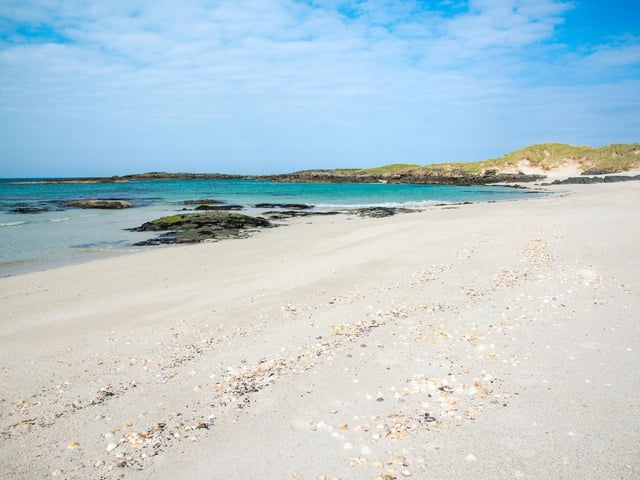 Third place in Scotland went to the silver sands of the Highland beach of Sanna. It's a stunning stretch of coastline on tbhe Ardnamurchan peninsula with dramatic dine cliffs reaching up to three metres in height. With views of Eigg and Rum, it is easily accessed by car or via a lovely coastal walk from Portuairk.