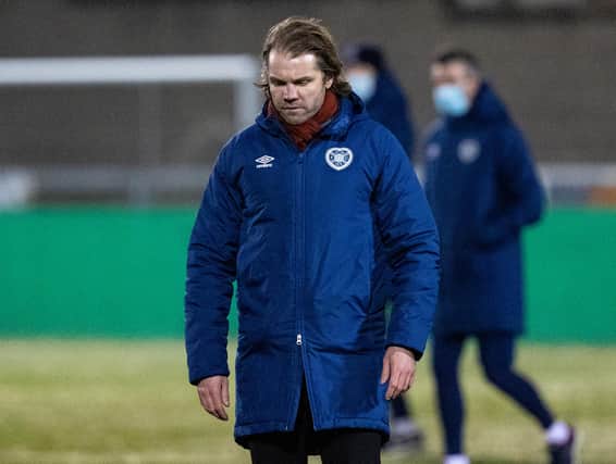 Hearts manager Robbie Neilson at full-time at Palmerston Park.