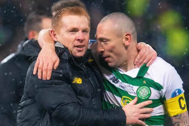 Celtic's Scott Brown and manager Neil Lennon. (Photo by Craig Foy / SNS Group)