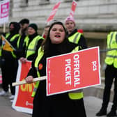Members Public and Commercial Services (PCS) union are striking across the UK, including in Scotland.