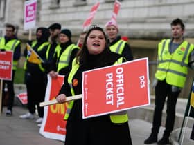 Members Public and Commercial Services (PCS) union are striking across the UK, including in Scotland.