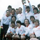 Clyde celebrate winning the 2nd Division title in 1981/82 under manager Craig Brown (5th from left top row). Pat Nevin is second from left in the front row
