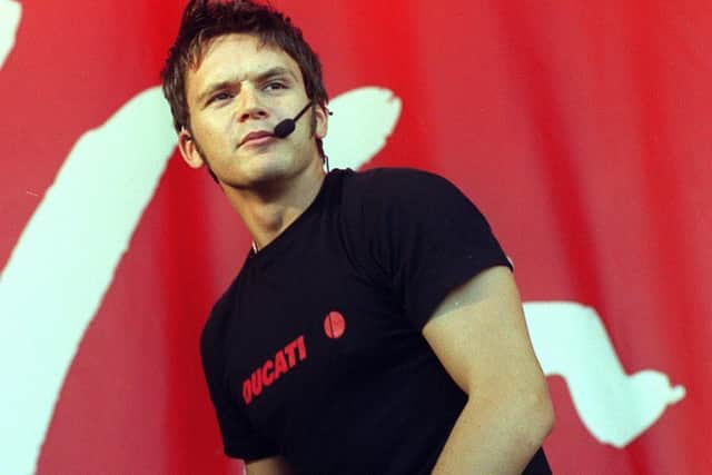 Paul Cattermole on stage as part of S Club 7 in Birmingham in 2000