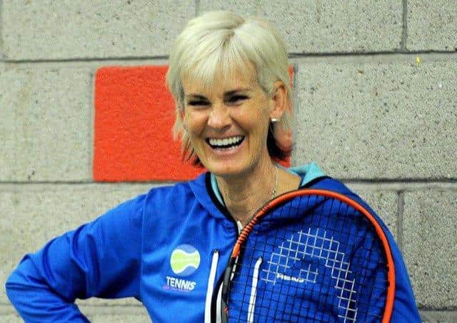 Judy Murray dropped in to observe Hibs' training on Friday.