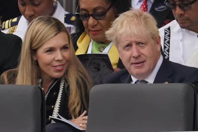Carrie Johnson and Prime Minister Boris Johnson during the Platinum Jubilee Pageant