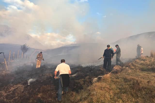 Volunteers from nearby villages worked tirelessly alongside firefighters from Kyle of Lochalsh, Lochcarron, the Isle of Skye and Inverness to control the rapidly spreading fire