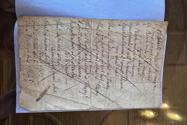 The crossed-out manuscript written by Robert Burns. PIC: Glasgow University.
