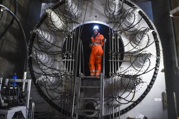 An engineer working on the axle inside the Falkirk Wheel - which may form part of planned behind-the-scenes tours. (Photo by Lisa Ferguson/The Scotsman)