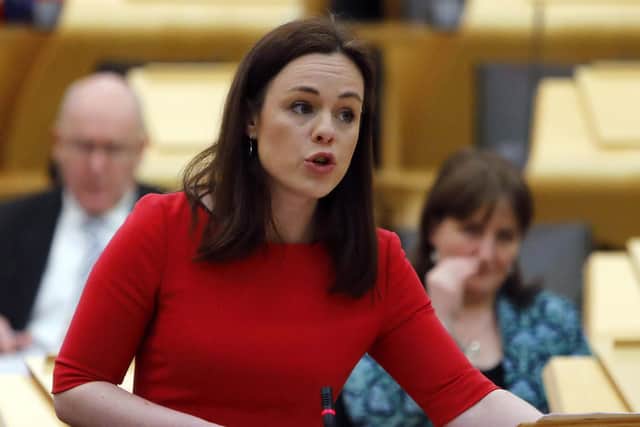 Finance secretary Kate Forbes speaks in Holyrood. Picture: Andrew Cowan/Scottish Parliament via Getty Images