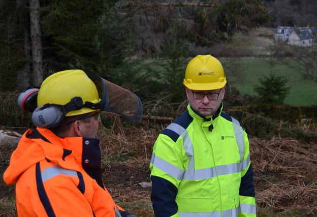 Richard Thomson MP visiting SSEN staff engaged in resilience work in the aftermath of Storm Arwen.