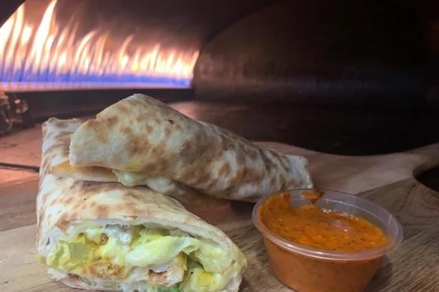 Crispy chicken wrap with cheese at Taza in Town, 69 Bread Street Edinburgh.