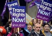 A trans rights demonstration outside the Scottish Parliament in 2019