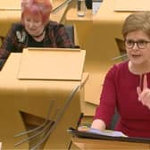 Nicola Sturgeon speaks at First Minister's Questions. Picture: Scottish Parliament TV