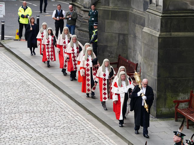High Court judges during an Accession Proclamation Ceremony at Mercat Cross, Edinburgh, publicly proclaiming King Charles III as the new monarch.