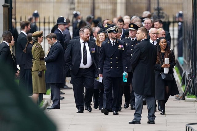 Government officials, diplomats and politicians have begun arriving at Westminster Abbey ahead of the Queen’s state funeral.