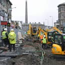Edinburgh tram works are carried out in 2011 at Haymarket. Picture: Ian Rutherford