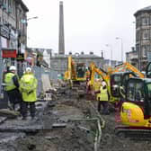 Edinburgh tram works are carried out in 2011 at Haymarket. Picture: Ian Rutherford